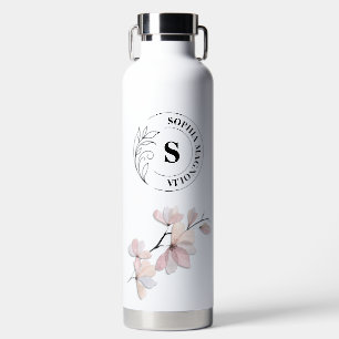 Botella De Agua Magnolia acuarela personalizada
