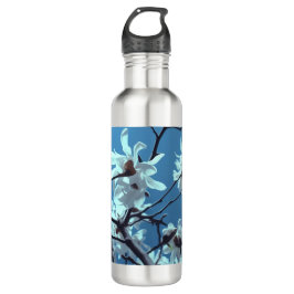 Botella de agua Magnolia blanca Bloom cielo azul