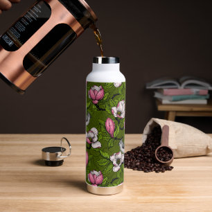 Botella De Agua Magnolia y pájaro del titmouse 2