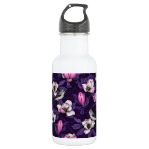 Botella De Agua Magnolia y pájaro del titmouse 4