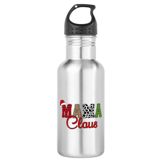 Botella De Agua Mama Claus Plaid Pattern-60096 (Anverso)