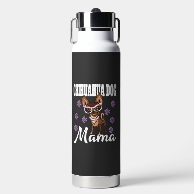 Botella De Agua Mamá de perro Chihuahua mujer   (Frente)