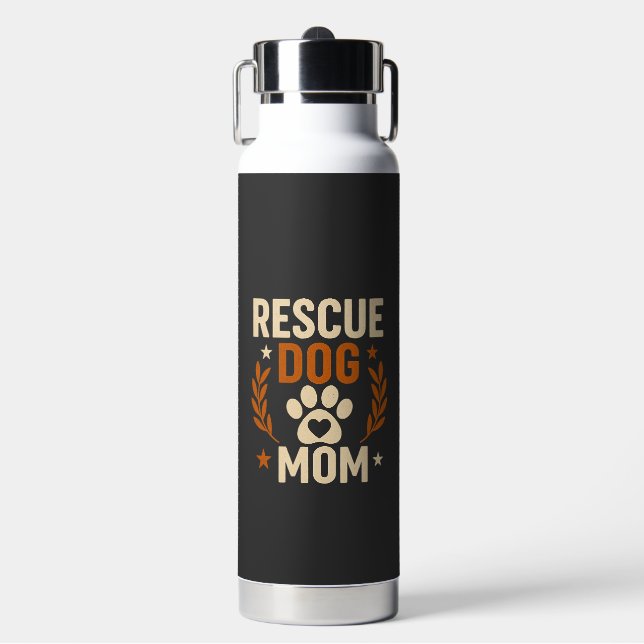 Botella De Agua Mamá de perro de rescate (Frente)