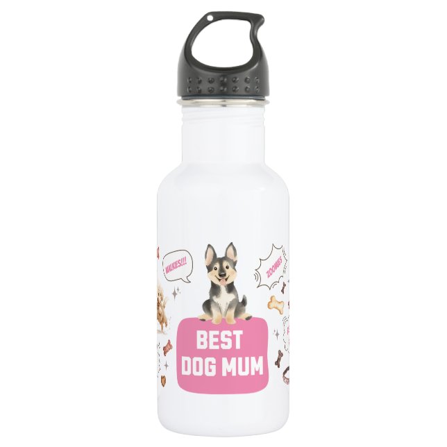 Botella De Agua Mamá del mejor perro (Anverso)