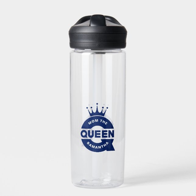 Botella De Agua Mamá La Tipografía Creativa Reina Azul (Delante)