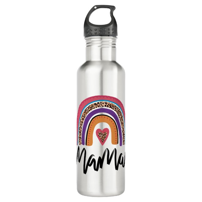 Botella De Agua Mama Leopard Rainbow (Anverso)