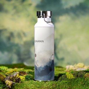 Botella De Agua Mama Montaña Al Salvaje Minimalista Naturaleza Gra