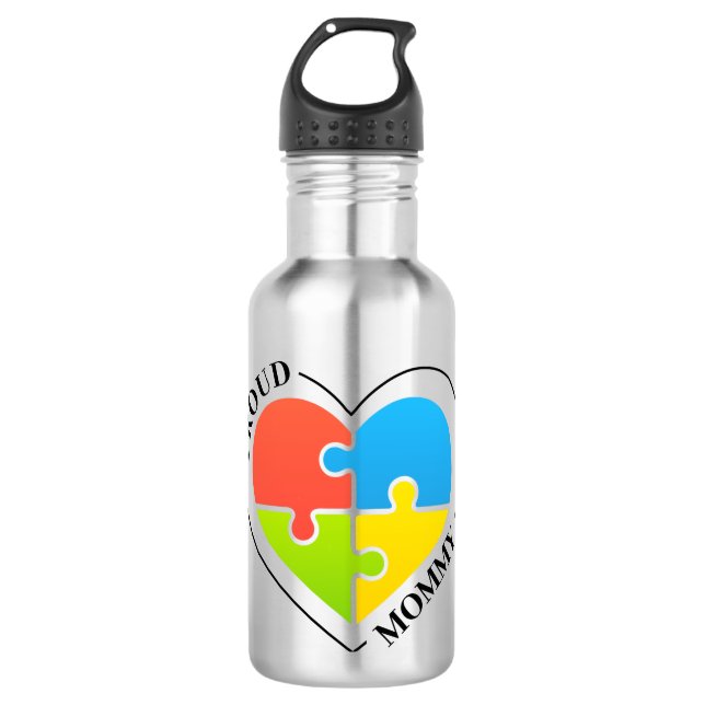 Botella De Agua Mamá Orgullosa del Autismo (Anverso)