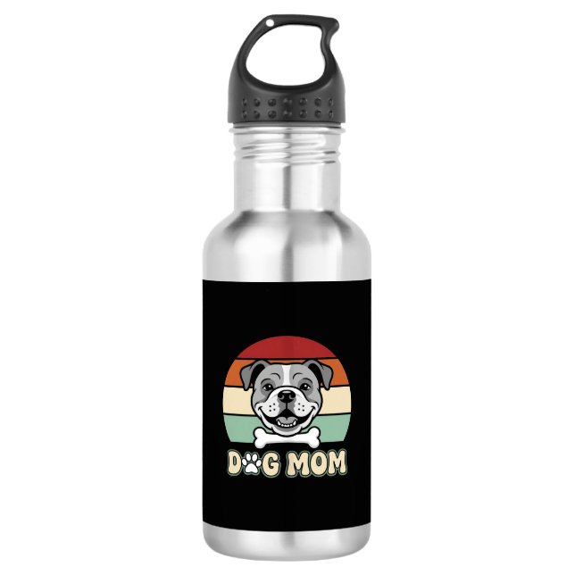 Botella De Agua Mamá Perro Retro Vector Bulldog (Anverso)