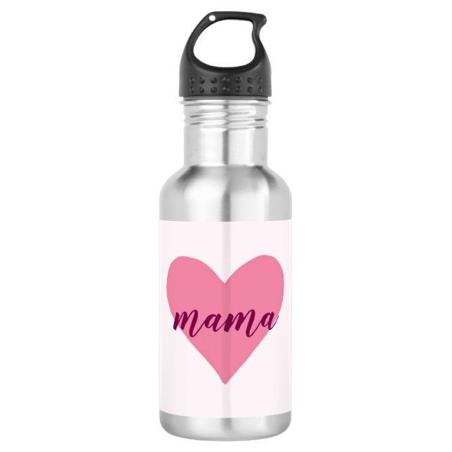 Botella de agua "Mama" personalizada - Corazón ros (Anverso)
