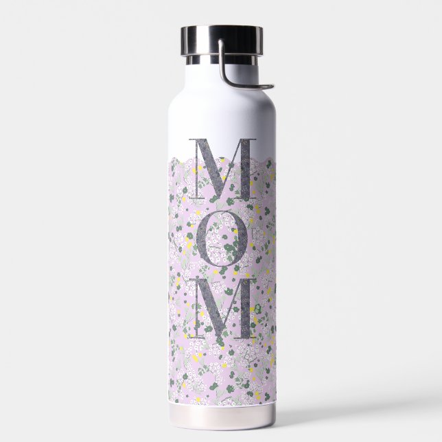 Botella De Agua Mamá Pilates Yoga flores púrpuras claras (Izquierdo)