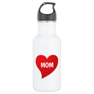Botella De Agua Mamá roja gran corazón linda moda gráfica moderna