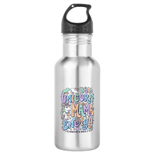 Botella De Agua Mamá Unicornio Energía Kawaii Diseño Vectorial_1