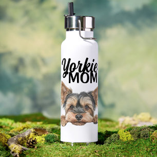 Botella De Agua Mamá Yorkie Linda Yorkie Espiando