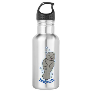 Botella De Agua Manatí de bebé con ilustracion de burbujas
