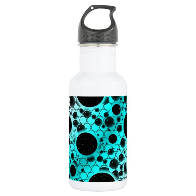 Botella De Agua Mancha de burbuja espacial - Blanco/Cian (Anverso)