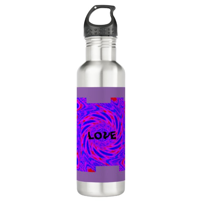 Botella De Agua Mandala-colorrosa-azul-LOVE-kaleidoscope RMDESIGN (Anverso)
