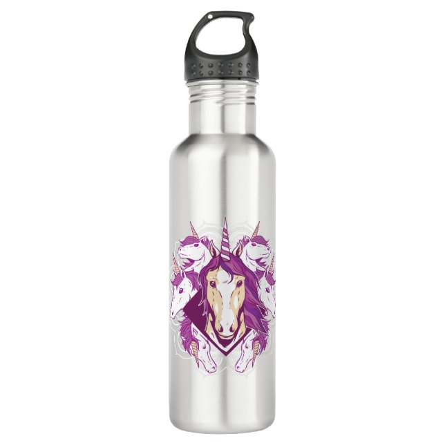 Botella De Agua Mandala de unicornio (Anverso)