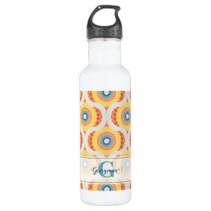 Botella De Agua Mandala de verano retro-egean personalizada