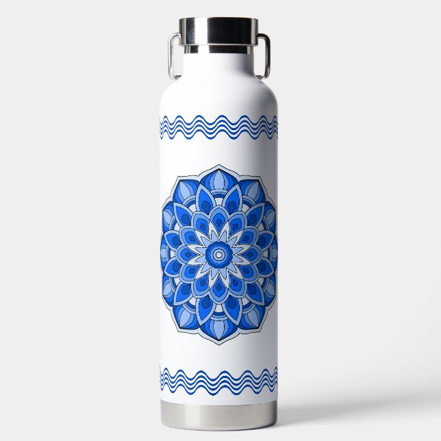 Botella De Agua Mandala en azul (Delantero)