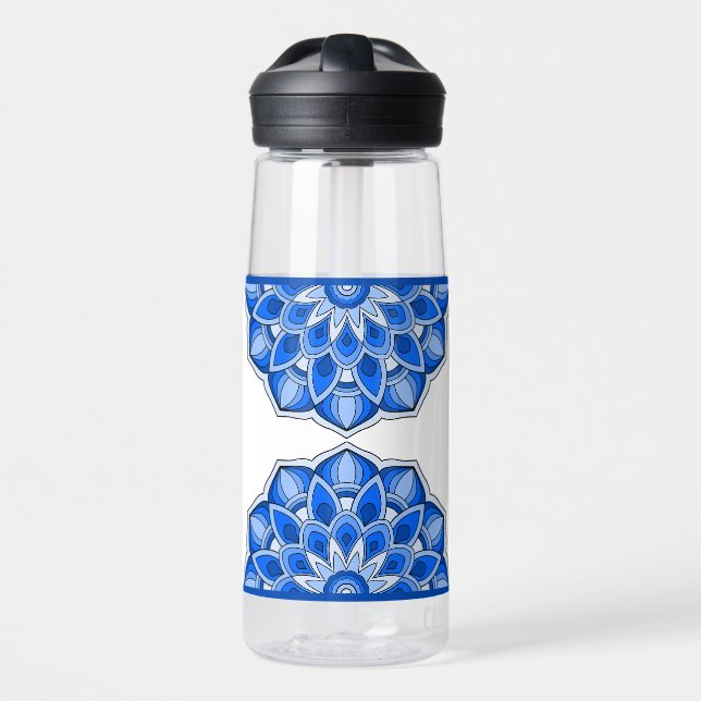 Botella De Agua Mandala en azul (Delante)
