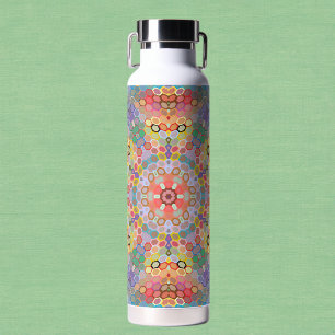 Botella De Agua Mandalá Hexagonal Arcoíris