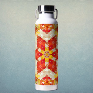 Botella De Agua Mandala Hexagonal Rojo y Amarillo