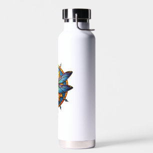 Botella De Agua Mandalá Libélula Luminosa Geometría Sagrada Espiri
