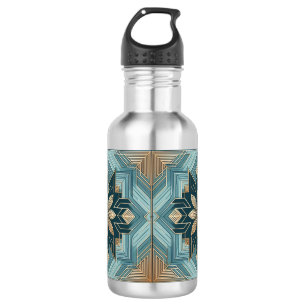 Botella De Agua Mandalas Florales Geométricas Azules