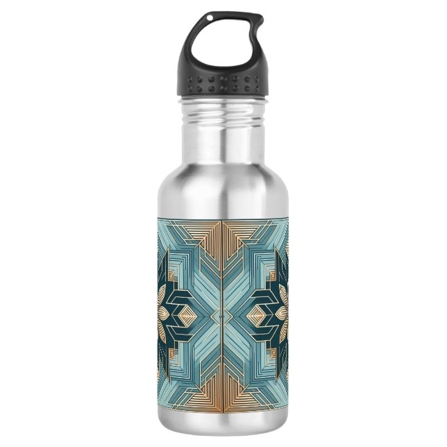 Botella De Agua Mandalas Florales Geométricas Azules (Anverso)