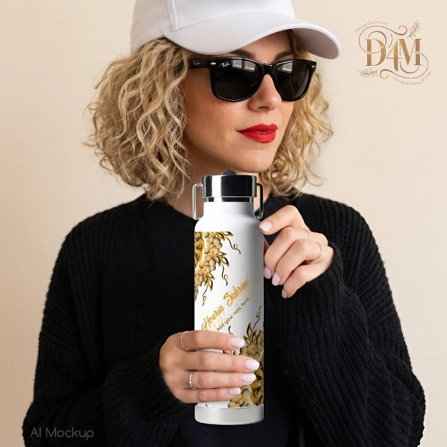 Botella De Agua Mandalas Florales Naranja con Efecto 3D Modernos  (Subido por el creador)