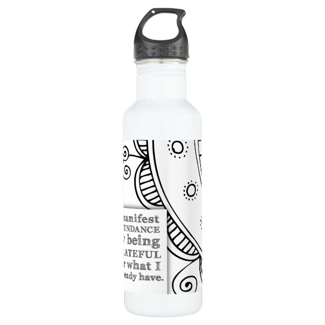 Botella De Agua Manifiesto Abundancia Al Ser Afirmación Agradecida (Anverso)