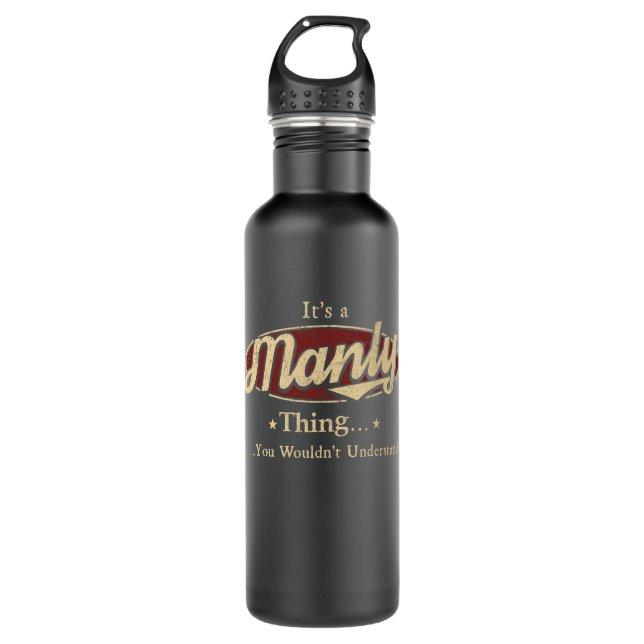 Botella De Agua Manly Name Water Bottle Gift (Anverso)