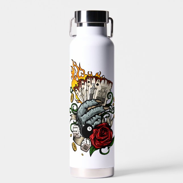 Botella De Agua Mano De Tarjetas (Delantero)