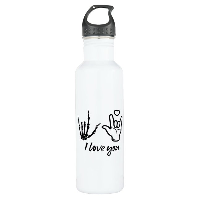 Botella De Agua Manos formando - Manos Skeleton Heart (Anverso)