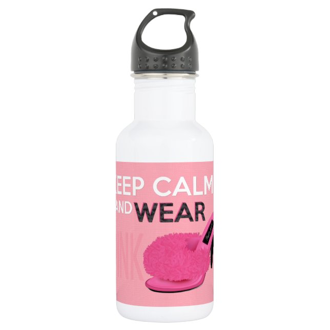 Botella De Agua Mantener el vestido tranquilo rosado (Anverso)