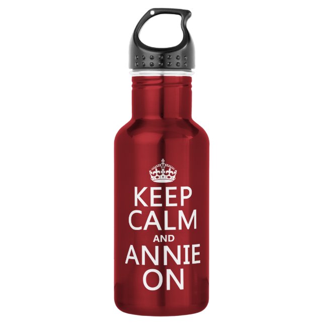 Botella De Agua Mantener la calma y Annie encendida (Anverso)