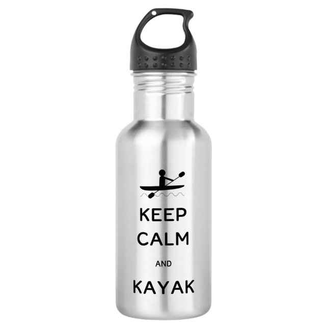Botella De Agua Mantener la calma y Kayak (Anverso)