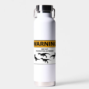 Botella De Agua ¡Mantente Fuera! Rótulo de Velociraptor