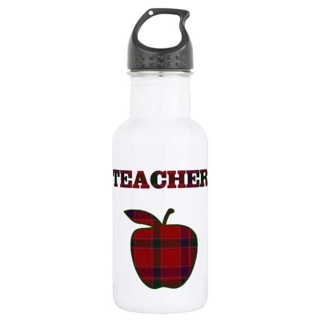 Botella De Agua Manzana de profesor a cuadros (Anverso)