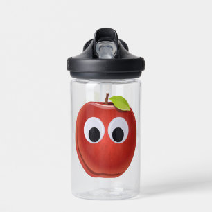 Botella De Agua Manzana Roja Divertida con Ojos Googly