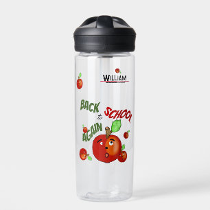 Botella De Agua Manzanas rojas divertidas de vuelta a la escuela