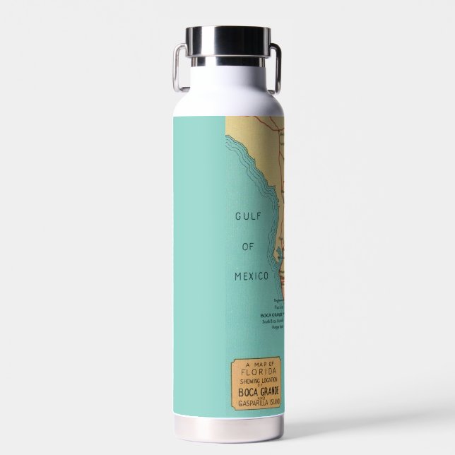 Botella De Agua Mapa antiguo de la isla Useppa Boca Grande Florida (Delantero)