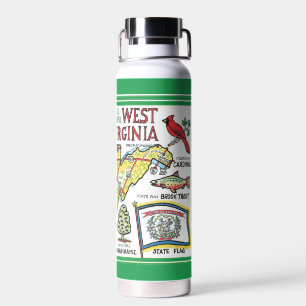 Botella De Agua Mapa Antiguo de Virginia Occidental