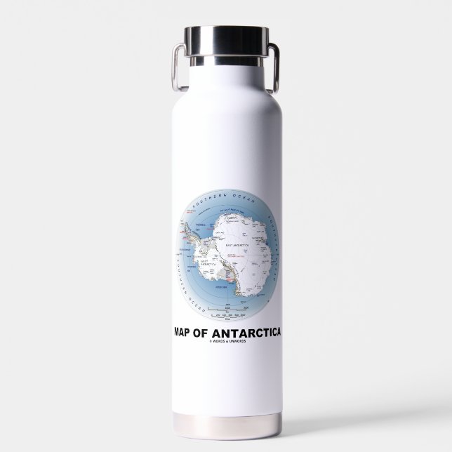 Botella De Agua Mapa De La Geografía Antártica (Delantero)