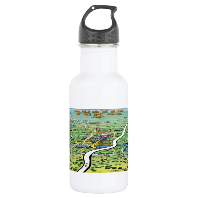 Botella De Agua Mapa de Personalizados de Austin Texas (Anverso)