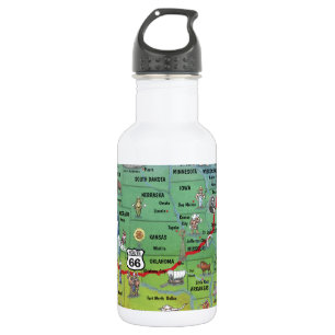Botella De Agua Mapa de Personalizados de la Ruta 66 histórica
