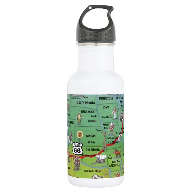 Botella De Agua Mapa de Personalizados de la Ruta 66 histórica (Anverso)
