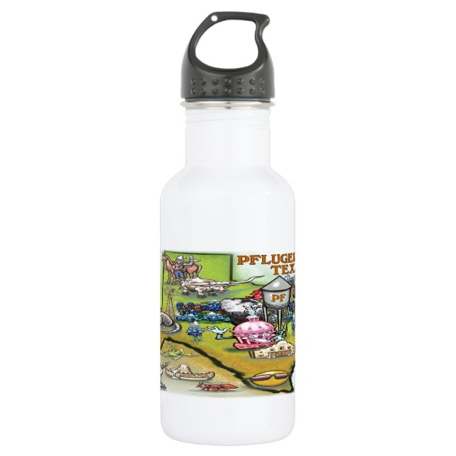 Botella De Agua Mapa de Personalizados de Pflugerville Texas (Anverso)