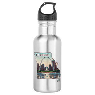Botella De Agua Mapa de San Luis Missouri